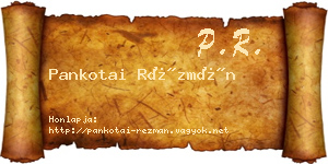 Pankotai Rézmán névjegykártya